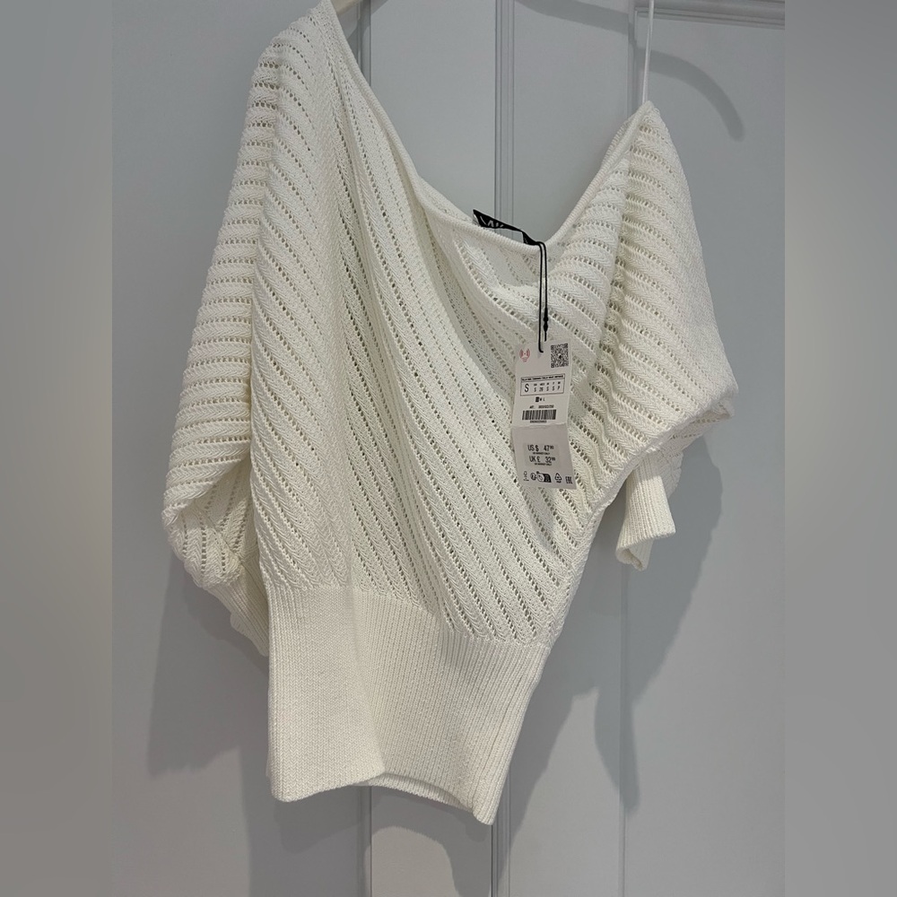 Zara Off-the-Shoulder White Sweater